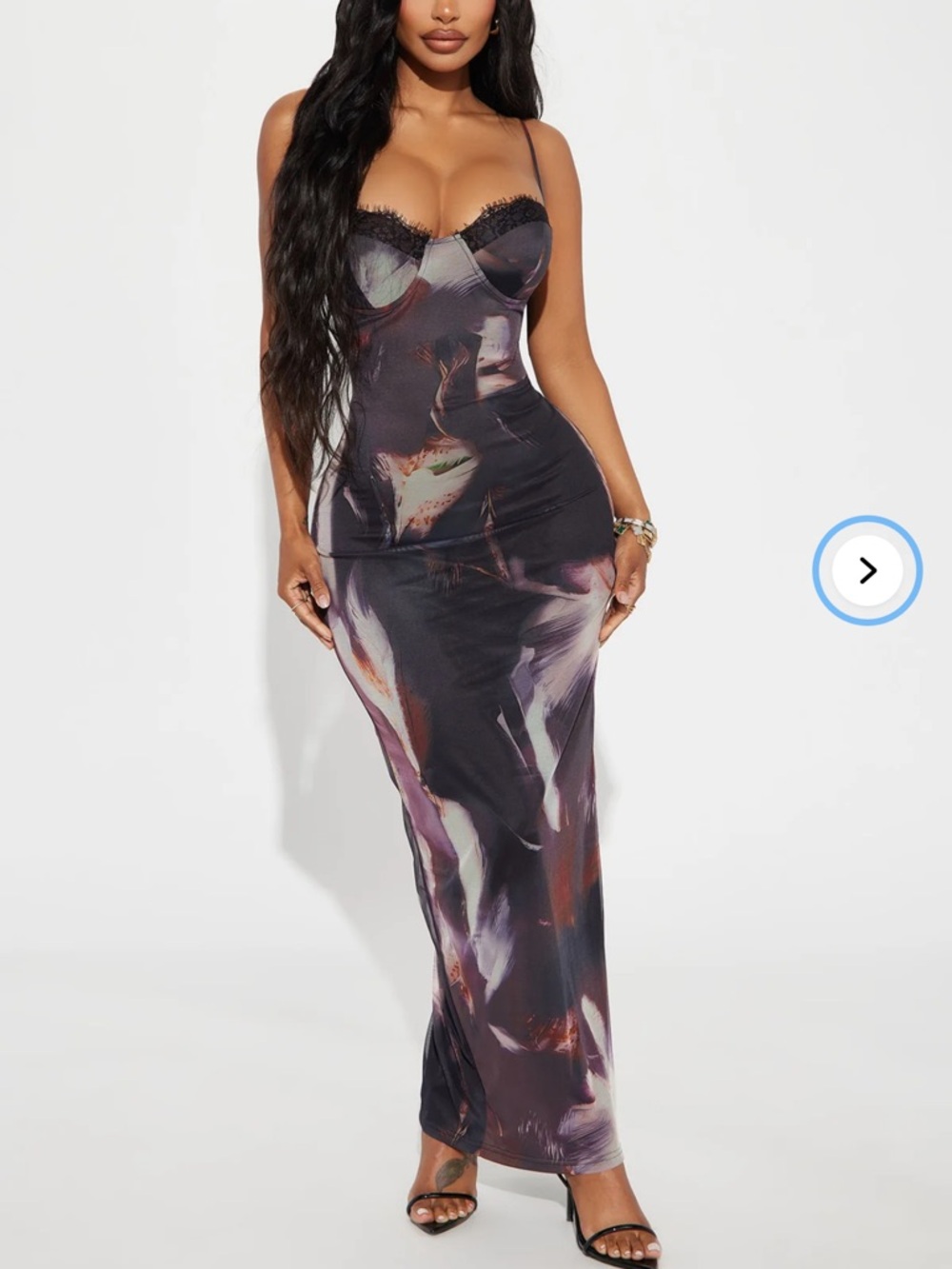 Fashion Nova Lina Printed Mesh Maxi Dress - Black/combo